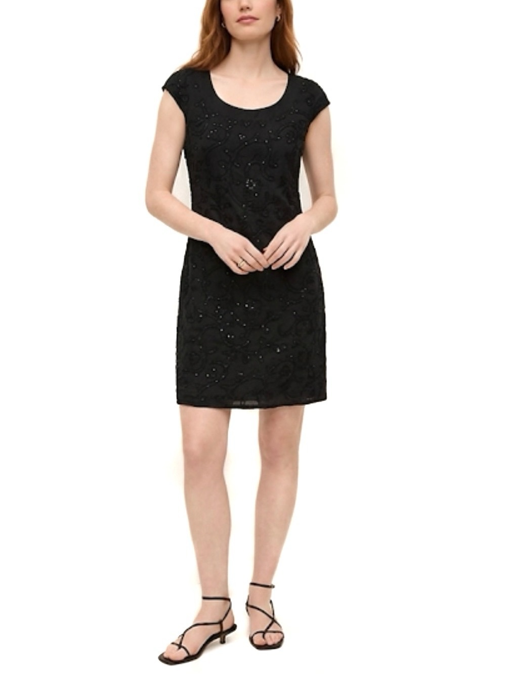 Lina Tomei 100% Linen Dress Sequin Embroidery Embellishment